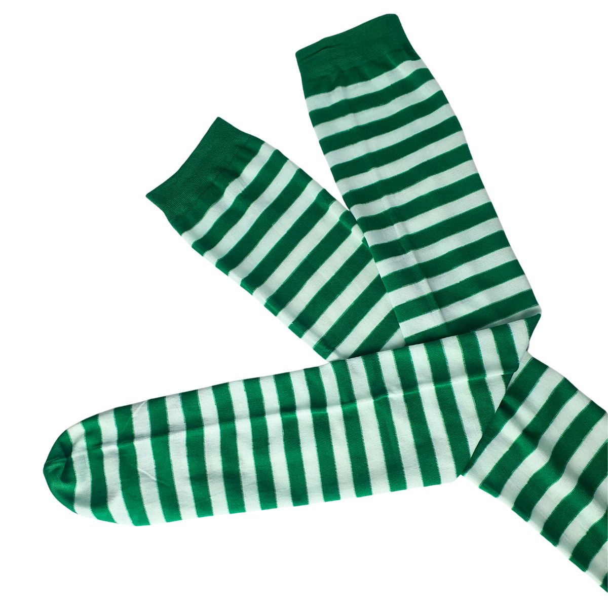 Meia Calça Listrada Verde Com Verde Para Fantasia Cosplay e Festa 5/8 Meia Calça Listrada Verde Com Verde Para Fantasia Cosplay e Festa 5/8